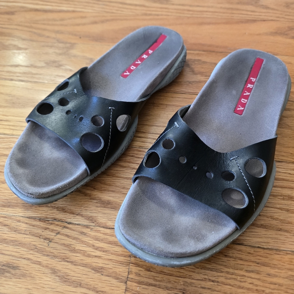 Authentic Vintage Prada Black Slide Sandals